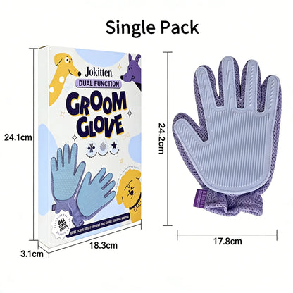1-Pack Efficient Pet Hair Remover Glove for Dogs & Cats, Gentle Double-Sided Pet Grooming Glove Brush, Five Finger Massage Design Deshedding Glove for Multi-Role Bathing, Massaging, Grooming, Shedding, Furniture Fur Cleaning Summervibes