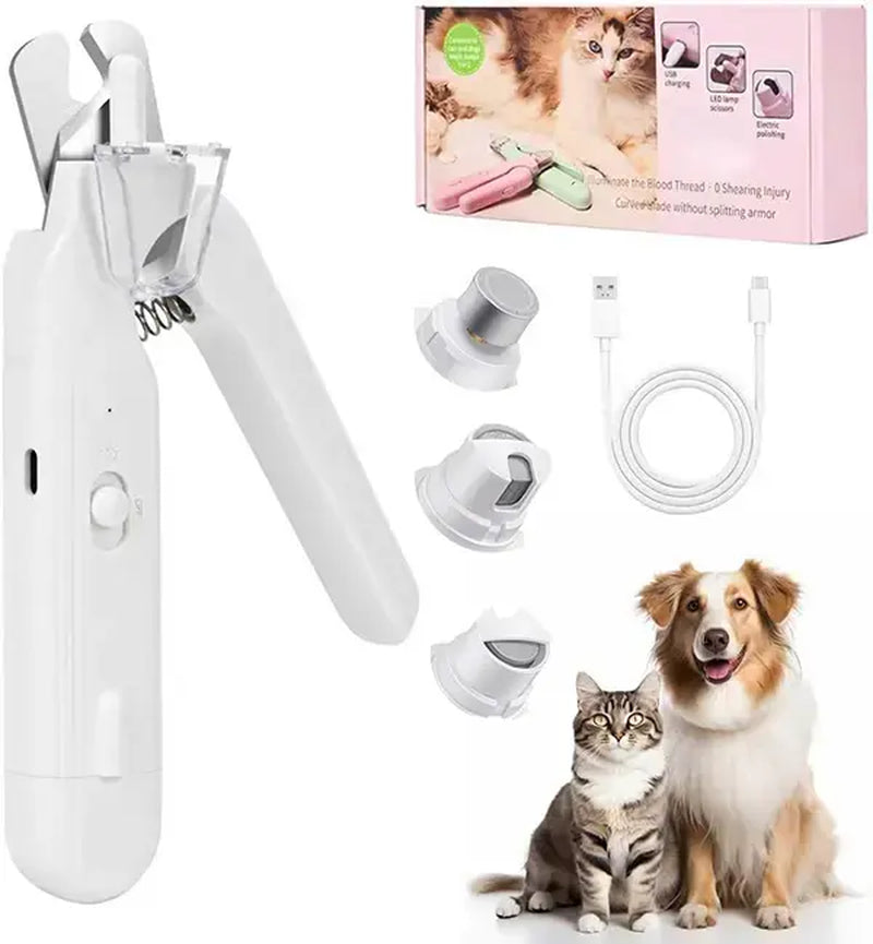 Pet Nail Clippers with LED Light & Built-In Nail Grinder – 2-In-1 Dog Cat Nail Trimmer with Illuminated Blade, Low Noise Electric File, Safety Guard & Catcher | Professional Grooming Tool for Small Medium Large Pets Summervibes Petlovers
