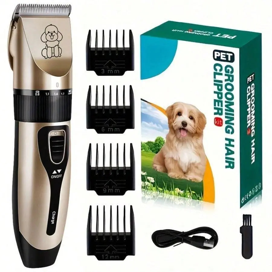 Professional Pet Grooming Tool Set - USB Rechargeable Electric Scissors with Thick Ceramic Blades, Brushes for Cats and Dogs, Pet Grooming Tool Set, Pet Trimmer Scissors, Ergonomic Design, High Quality Trimmer, Essential for Home Groomers,Summervibes
